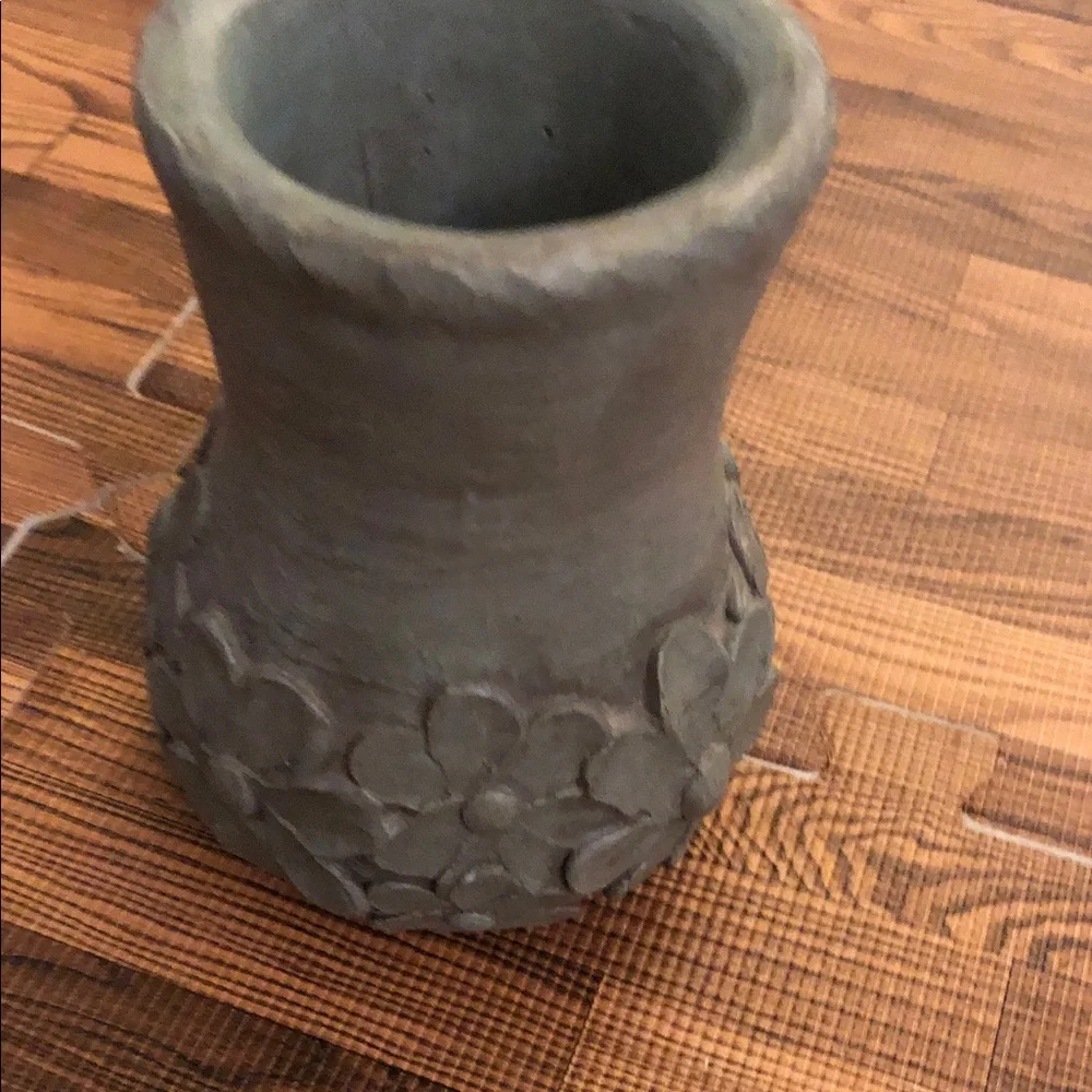 Gray Floral Ceramic Accent Vase by